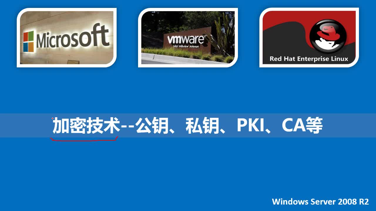 Windows Server 2008 R2 加密技术实战视频课程--公钥、私钥、PKI、CA等